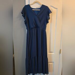 Teal Dress with Flutter Sleeves